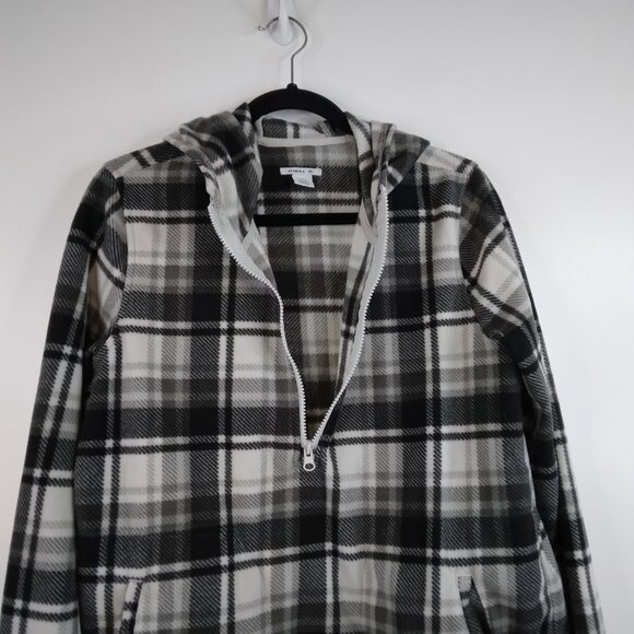 O'Neill  Half Zip Fleece Plaid Black and White Pullover Hoodie Size S - Picture 6 of 12